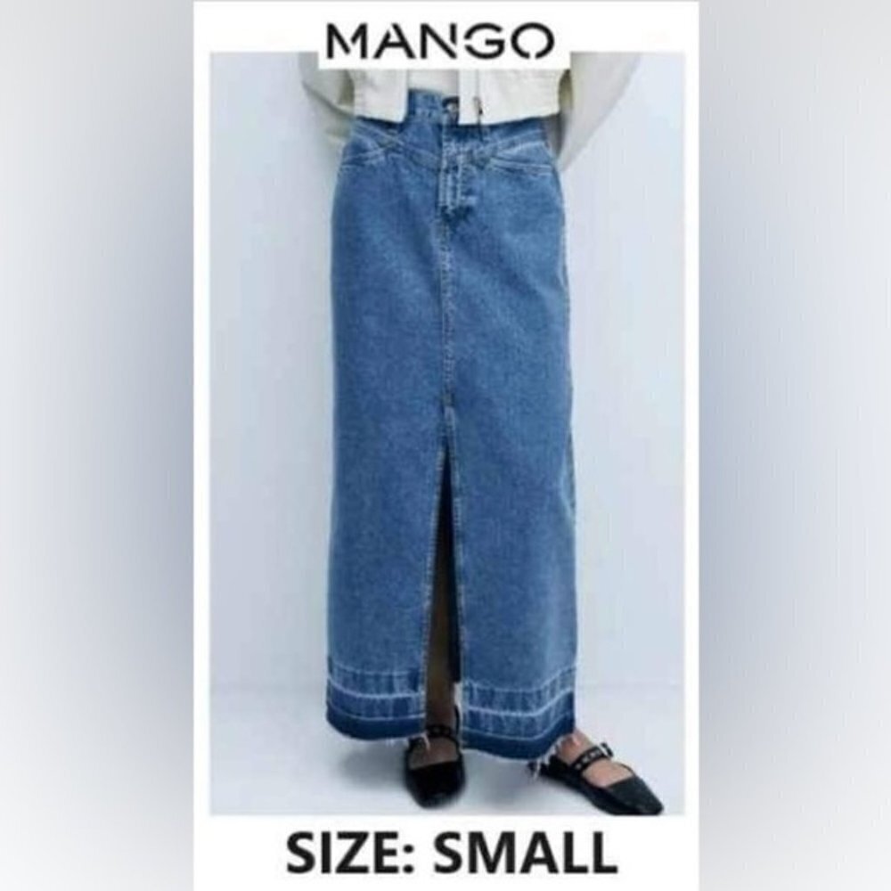 Mango, Women’s Long Denim Skirt - Medium Blue. Size: S. NWT